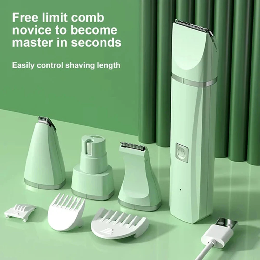 4-in-1 Rechargeable Pet Grooming Kit – Low-Noise Waterproof Dog & Cat Hair Trimmer
