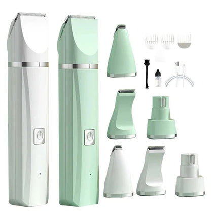 4-in-1 Rechargeable Pet Grooming Kit – Low-Noise Waterproof Dog & Cat Hair Trimmer